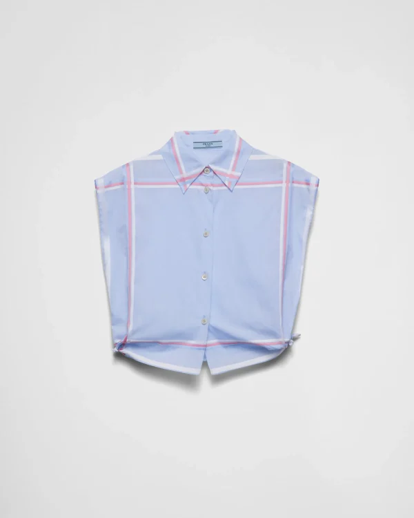 Shirts And Tops*Prada Checked cropped cotton shirt Lightblue