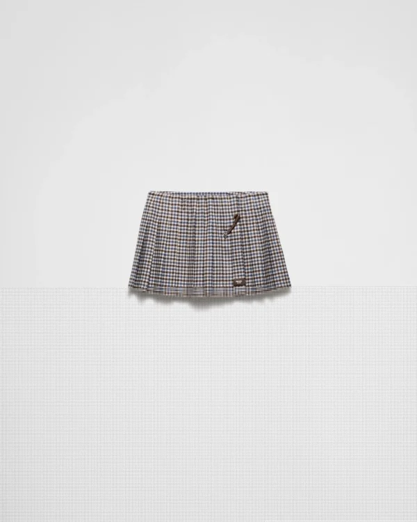 Skirts*Prada Checked wool miniskirt Ebony