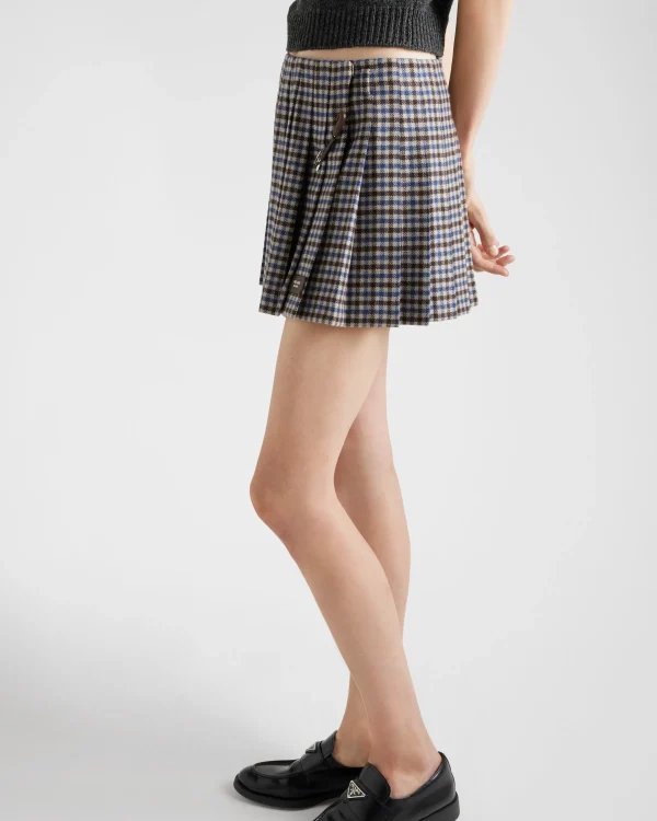 Skirts*Prada Checked wool miniskirt Ebony