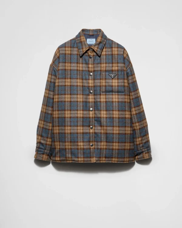 Outerwear*Prada Checked wool twill lumberjack jacket Tobacco