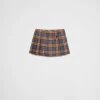 Skirts*Prada Checked wool twill miniskirt Tobacco