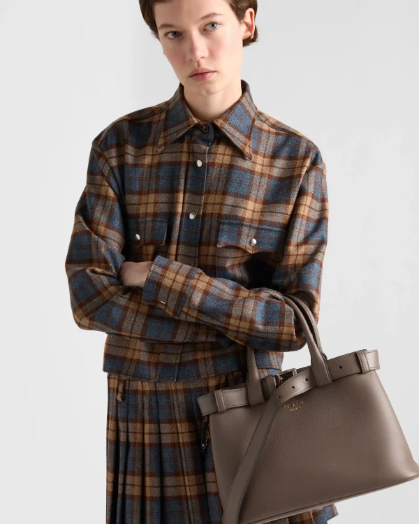 Shirts And Tops*Prada Checked wool twill shirt Tobacco