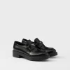 Loafers And Lace-ups*Prada Chocolate brushed leather loafers Black