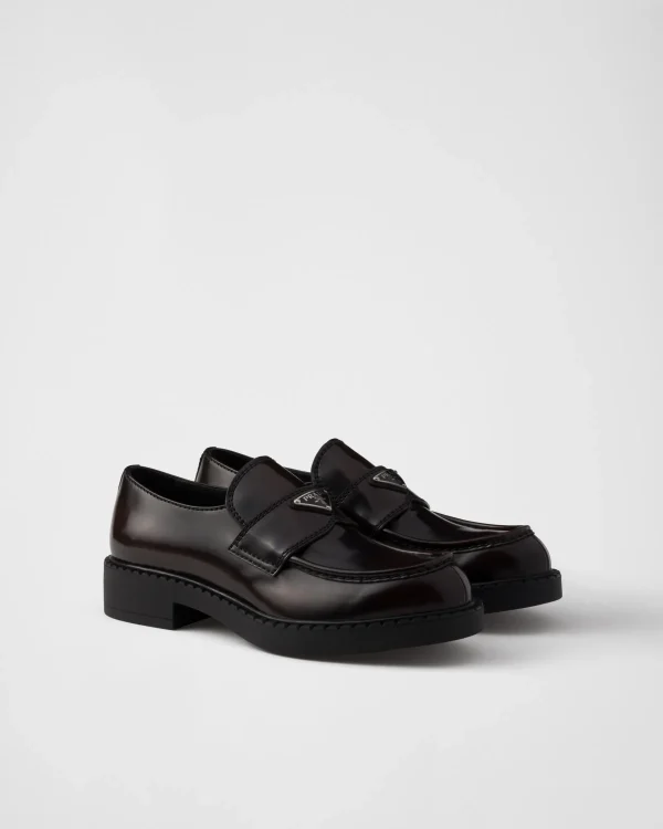 Loafers*Prada Chocolate brushed leather loafers Sienna