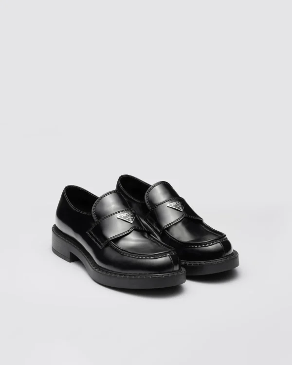 Loafers*Prada Chocolate brushed leather loafers Black