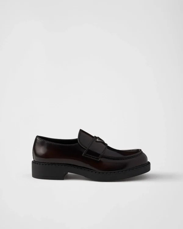 Loafers*Prada Chocolate brushed leather loafers Sienna