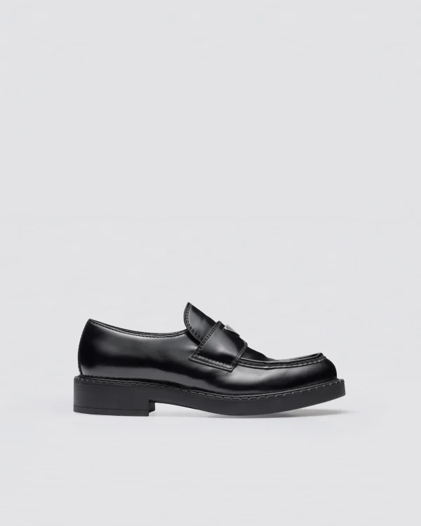 Loafers*Prada Chocolate brushed leather loafers Black