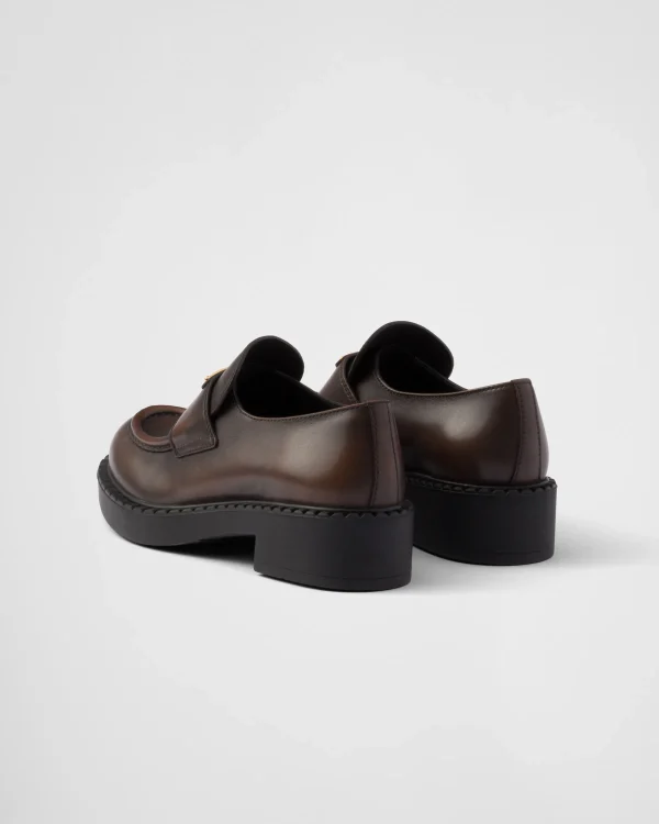 Loafers And Lace-ups*Prada Chocolate leather loafers Darkbrown