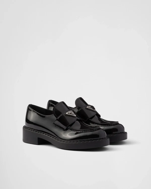 Loafers And Lace-ups*Prada Chocolate patent leather loafers Black