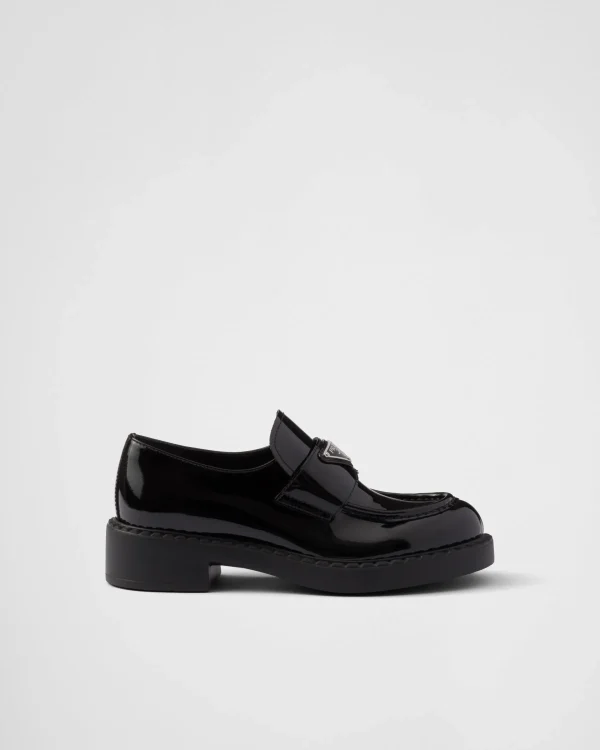 Loafers And Lace-ups*Prada Chocolate patent leather loafers Black