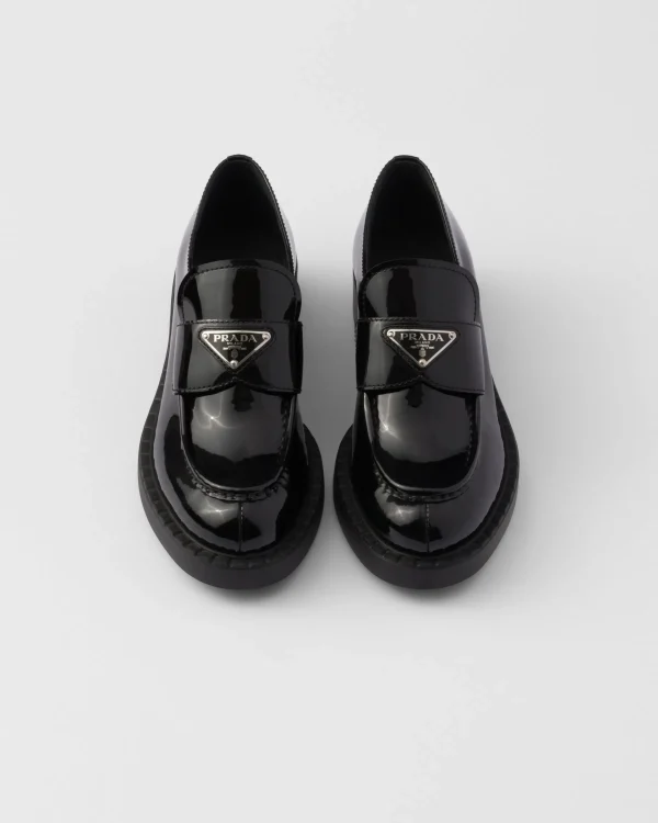 Loafers And Lace-ups*Prada Chocolate patent leather loafers Black