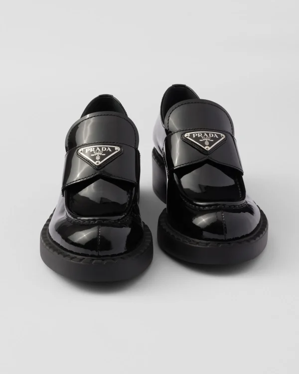 Loafers And Lace-ups*Prada Chocolate patent leather loafers Black