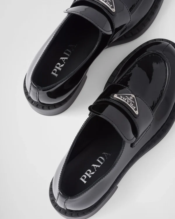 Loafers And Lace-ups*Prada Chocolate patent leather loafers Black