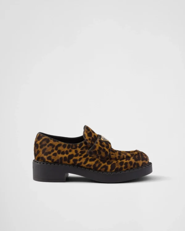 Loafers And Lace-ups*Prada Chocolate printed leather loafers Honey