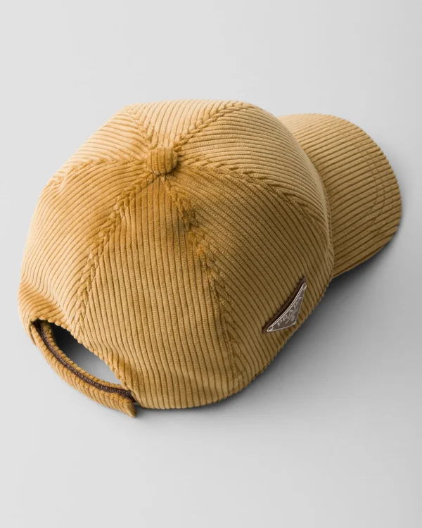 Hats And Gloves*Prada Corduroy baseball cap Barley