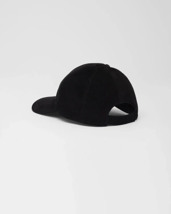 Hats And Gloves*Prada Corduroy baseball cap Black