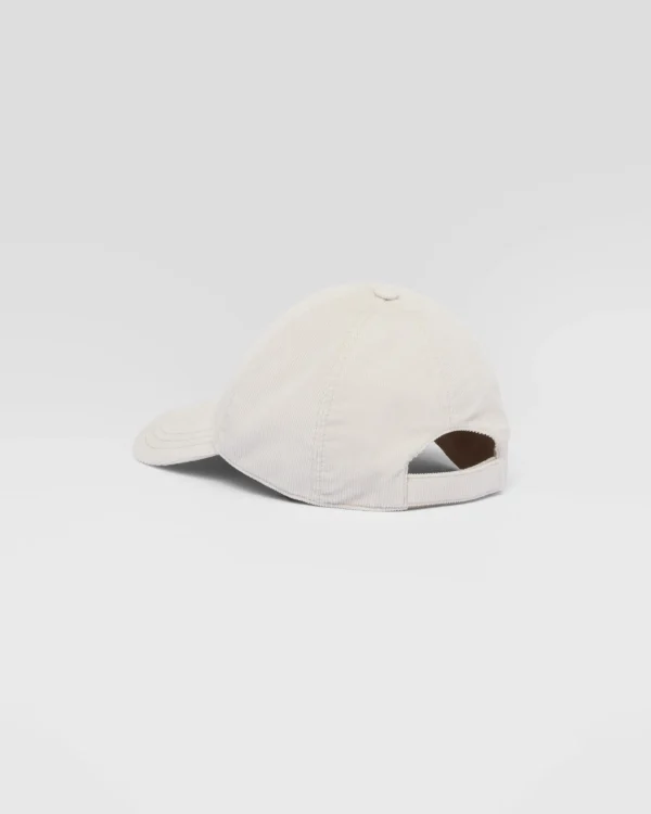 Hats And Gloves*Prada Corduroy baseball cap Chalkwhite