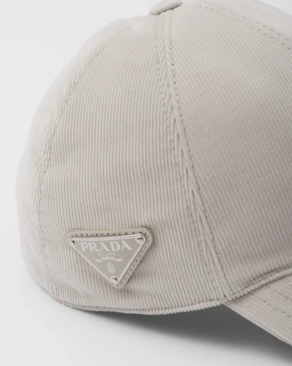 Hats And Gloves*Prada Corduroy baseball cap Chalkwhite