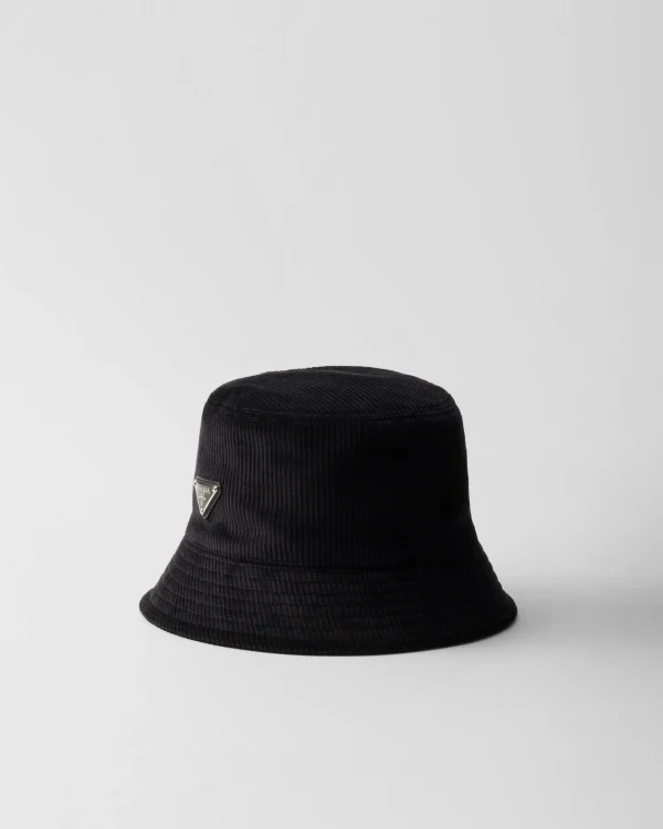 Hats And Gloves*Prada Corduroy bucket hat Black