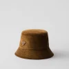 Hats And Gloves*Prada Corduroy bucket hat Tobacco