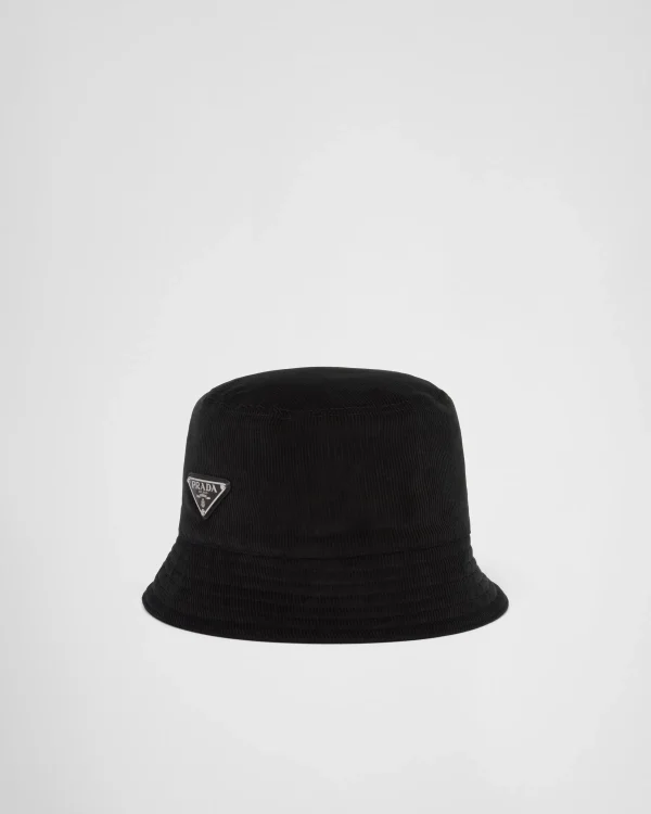 Hats And Gloves*Prada Corduroy bucket hat Black