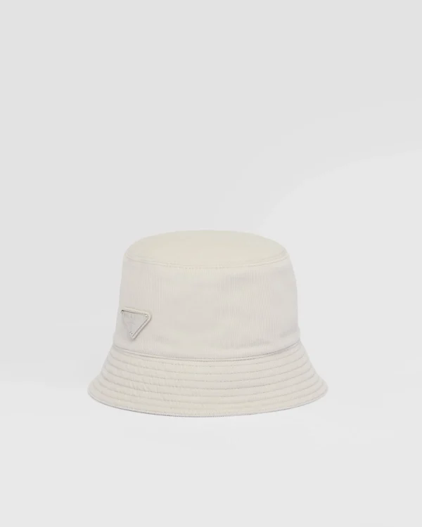 Hats And Gloves*Prada Corduroy bucket hat Chalkwhite