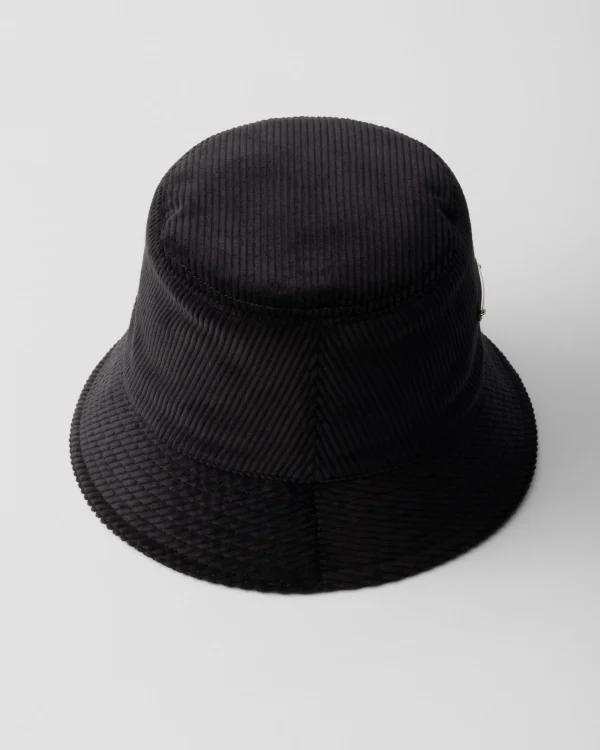 Hats And Gloves*Prada Corduroy bucket hat Black