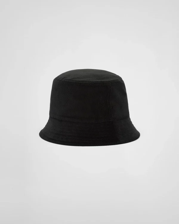 Hats And Gloves*Prada Corduroy bucket hat Black