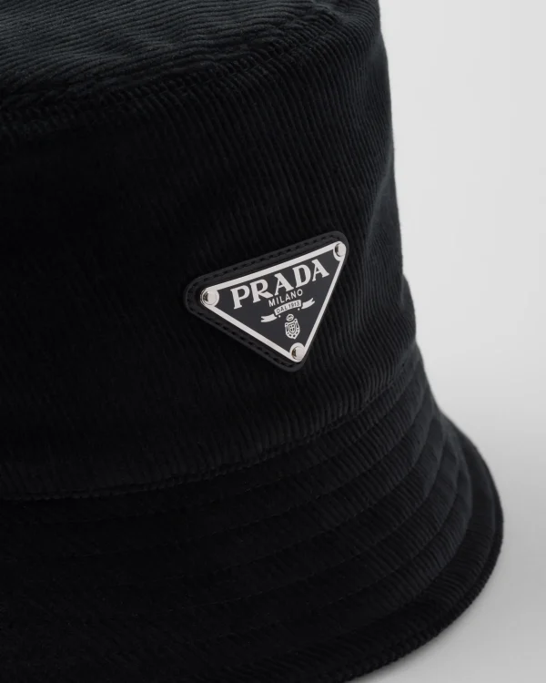 Hats And Gloves*Prada Corduroy bucket hat Black