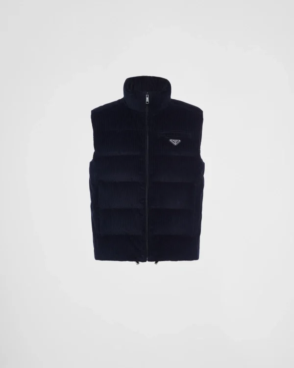 Outerwear*Prada Corduroy down vest Blue