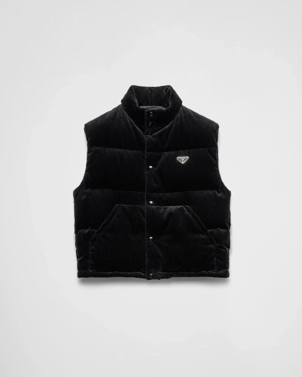 Outerwear*Prada Corduroy down vest Black