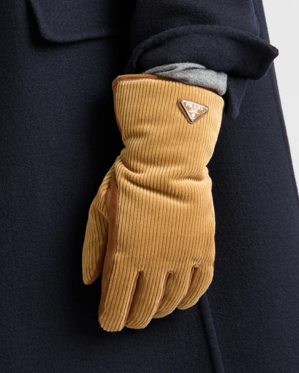 Hats And Gloves*Prada Corduroy gloves Barley