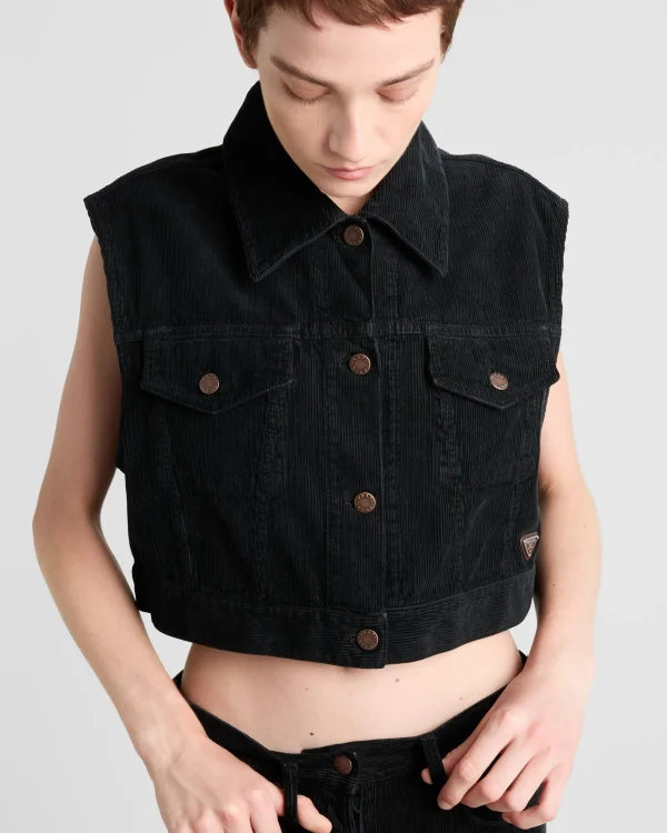 Denim*Prada Corduroy vest Black