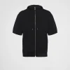 Knitwear*Prada Cotton and viscose knit hoodie Black