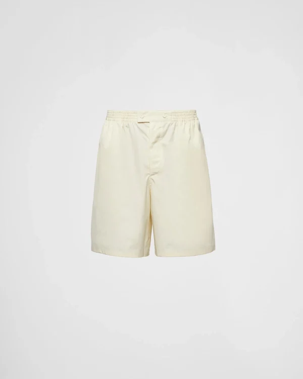 Trousers And Bermudas*Prada Cotton Bermudas Vanilla