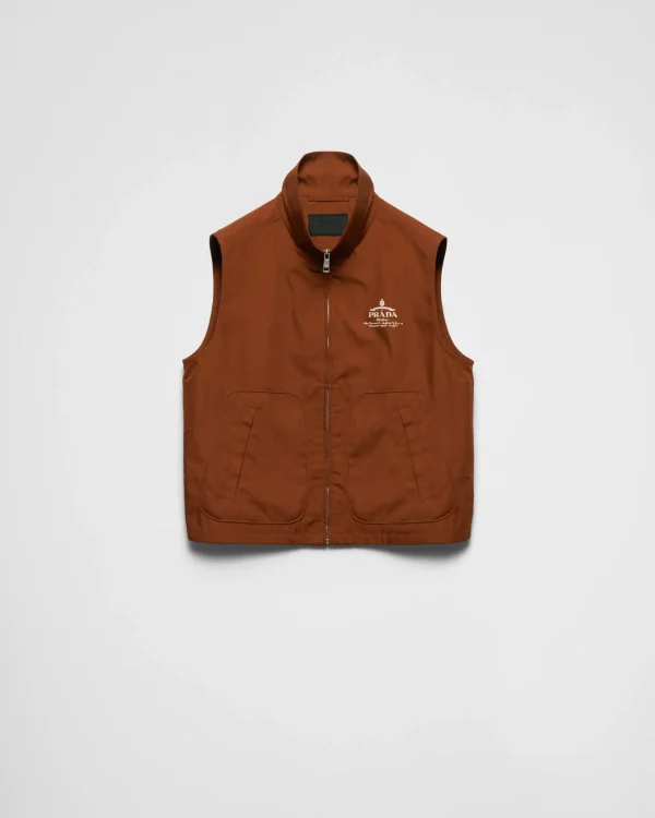 Outerwear*Prada Cotton blend vest Tobacco