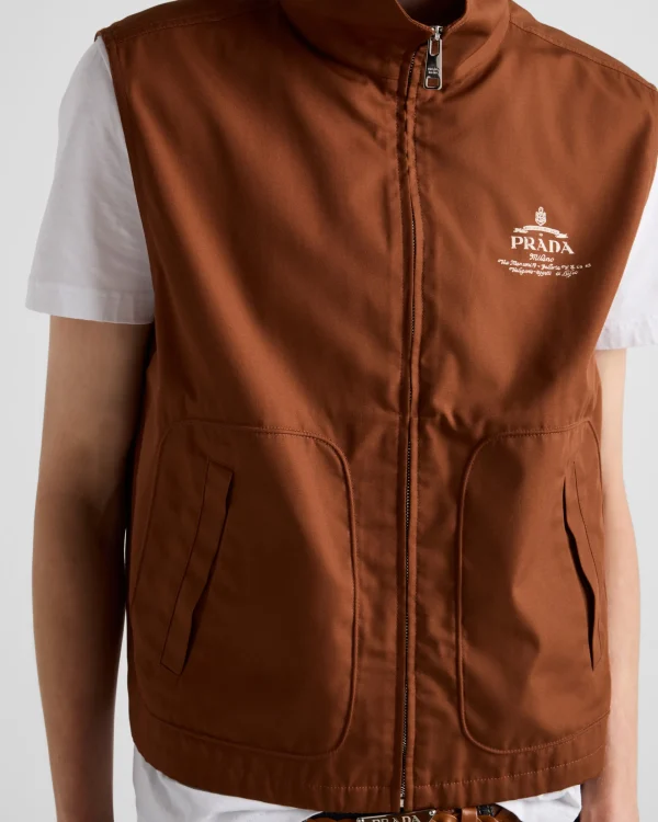 Outerwear*Prada Cotton blend vest Tobacco