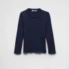 Knitwear*Prada Cotton crew-neck sweater Navy