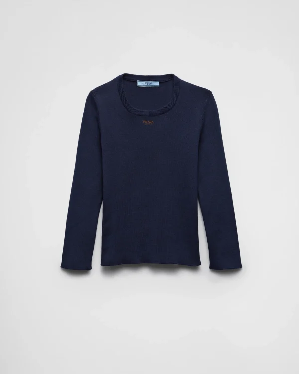 Knitwear*Prada Cotton crew-neck sweater Navy