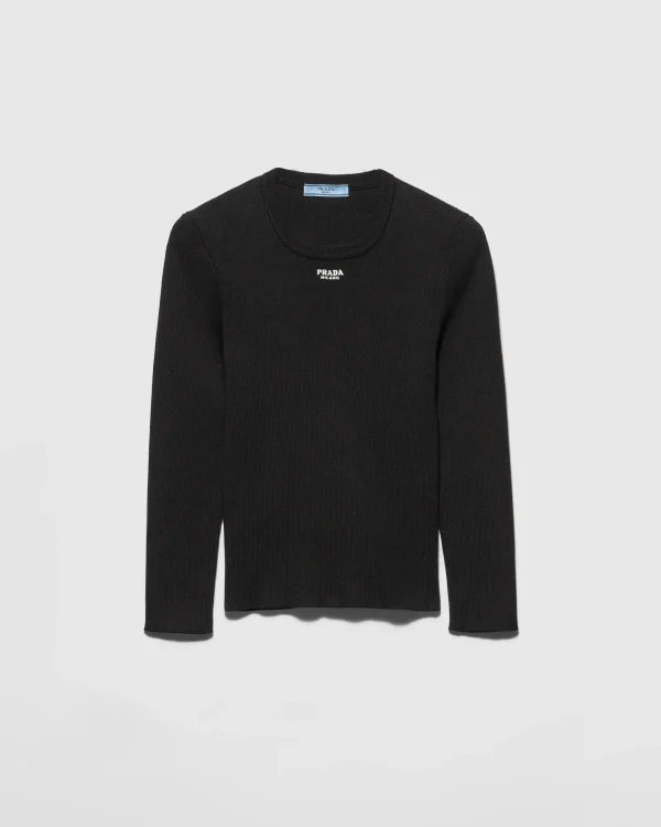 Knitwear*Prada Cotton crew-neck sweater Black