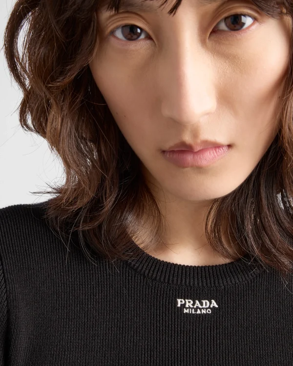 Knitwear*Prada Cotton crew-neck sweater Black