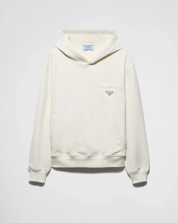 T-shirts And Sweatshirts*Prada Cotton fleece hoodie Natural