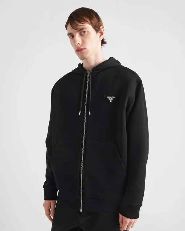 Jogging Suits And Sweatshirts*Prada Cotton fleece hoodie Black