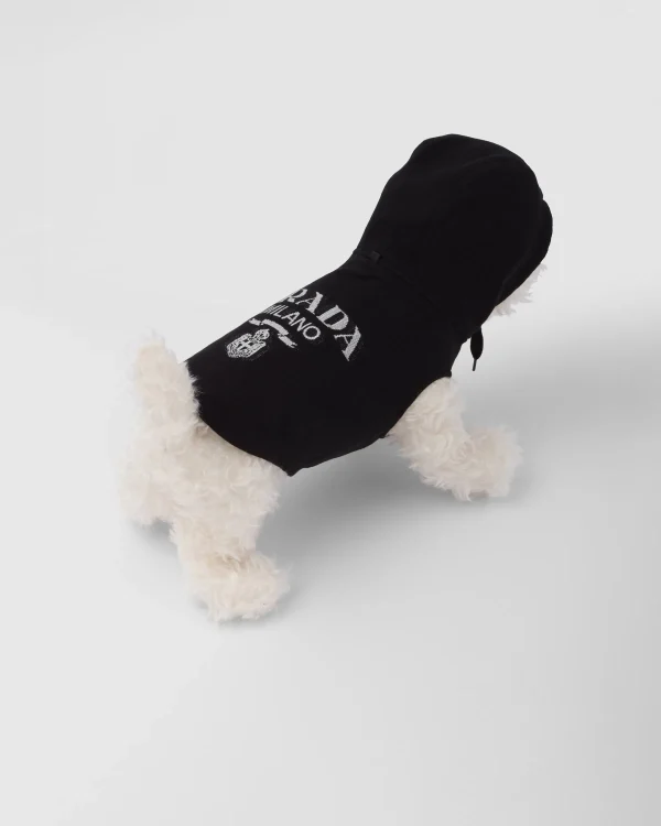 Pet Accessories*Prada Cotton fleece hoodie for pets Black/white