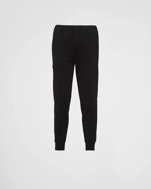 Jogging Suits And Sweatshirts*Prada Cotton fleece joggers with Re-Nylon details Black/black