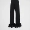 Trousers And Shorts | T-shirts And Sweatshirts*Prada Cotton fleece joggers with feather trim Black