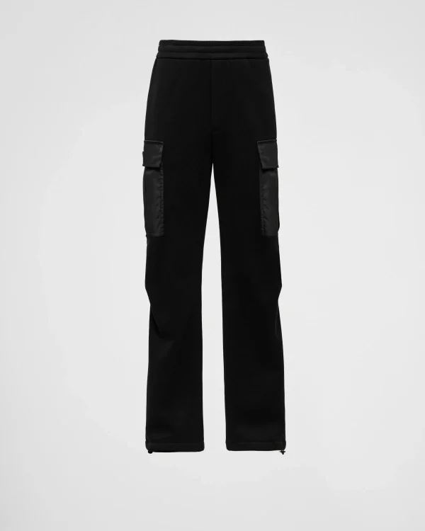 Jogging Suits And Sweatshirts*Prada Cotton fleece pants with Re-Nylon details Black/black