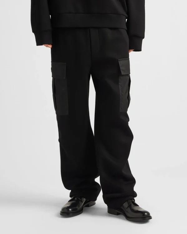 Jogging Suits And Sweatshirts*Prada Cotton fleece pants with Re-Nylon details Black/black