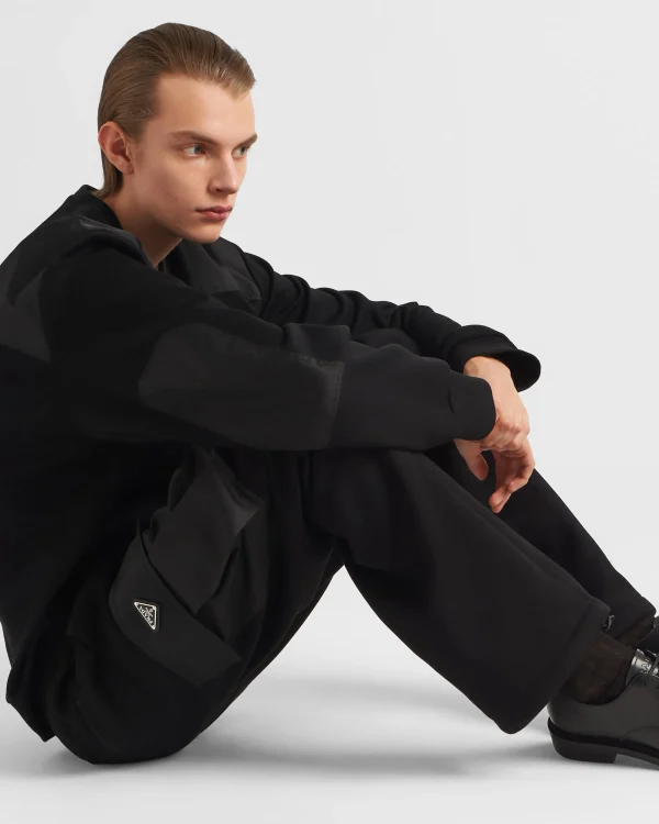 Jogging Suits And Sweatshirts*Prada Cotton fleece pants with Re-Nylon details Black/black