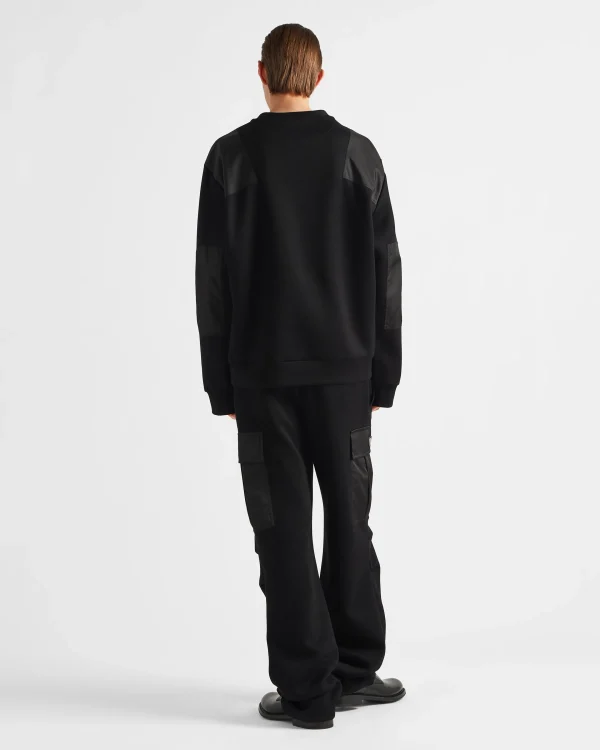 Jogging Suits And Sweatshirts*Prada Cotton fleece pants with Re-Nylon details Black/black